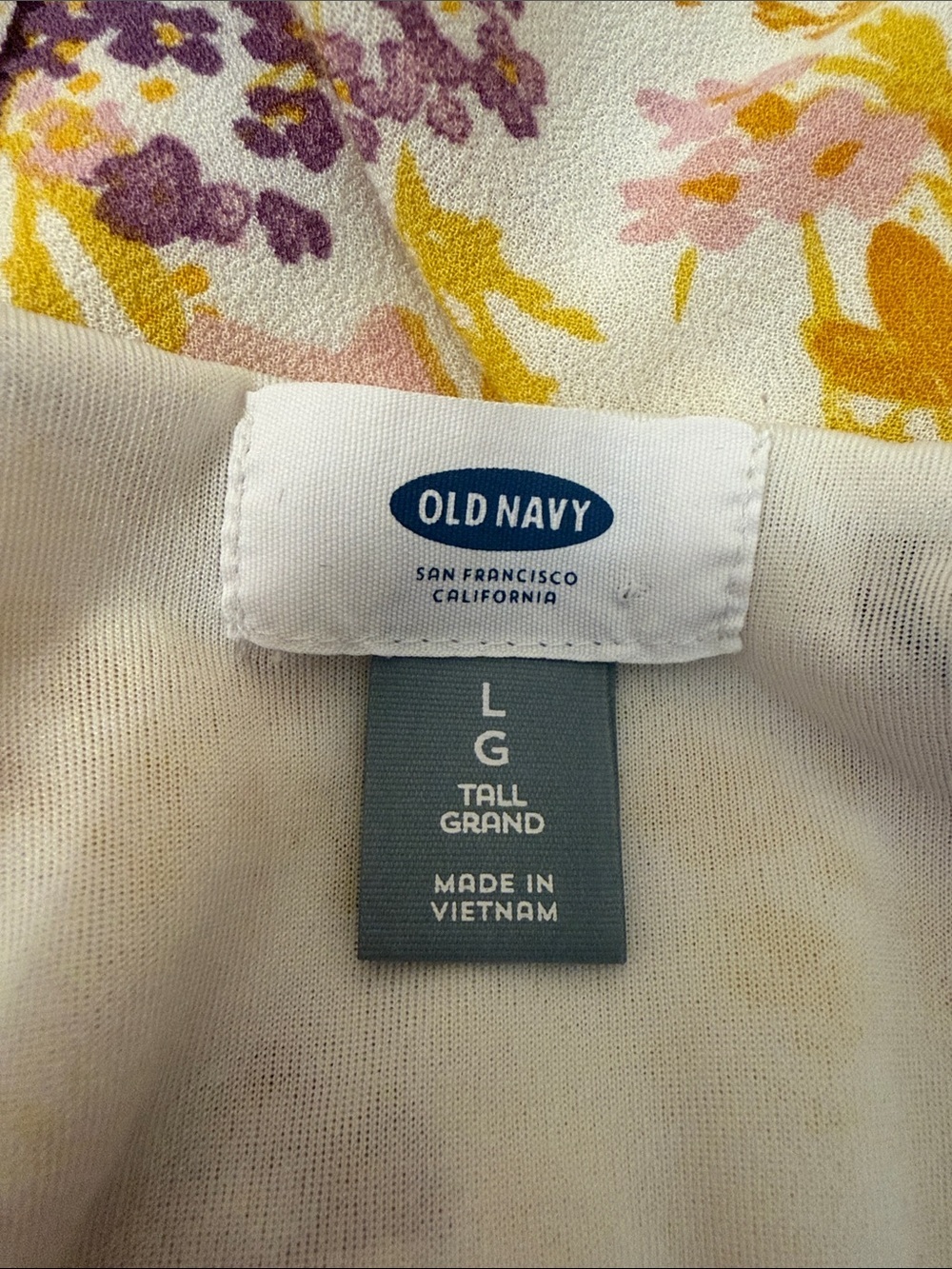 Old Navy White Floral Midi Dress with Yellow and Purple Print - Picture 2 of 6